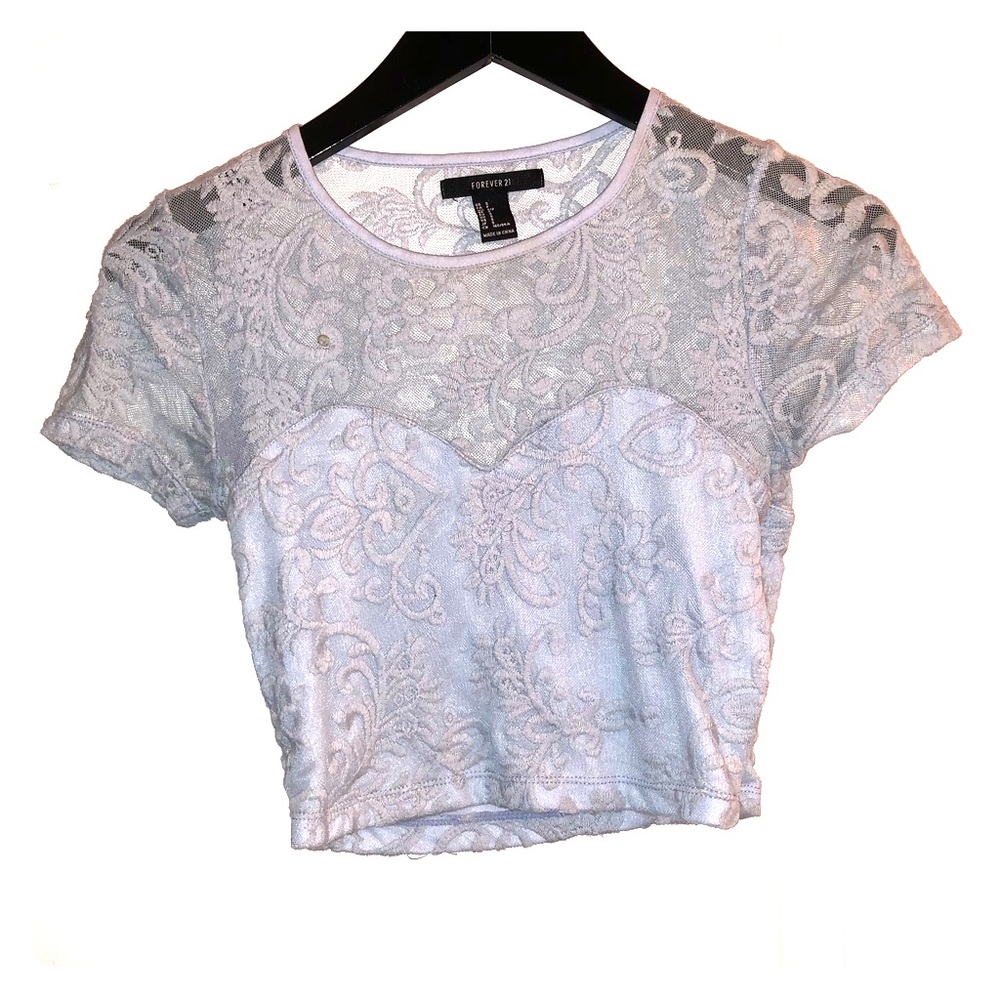 Blue lace crop top